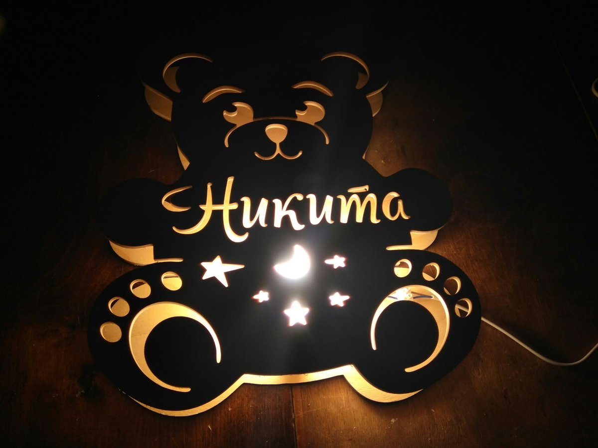 طرح چراغ خواب خرس مناسب برای استفاده در دستگاه های cnc چوب و cnc لیزر - bear nightlight cdr file