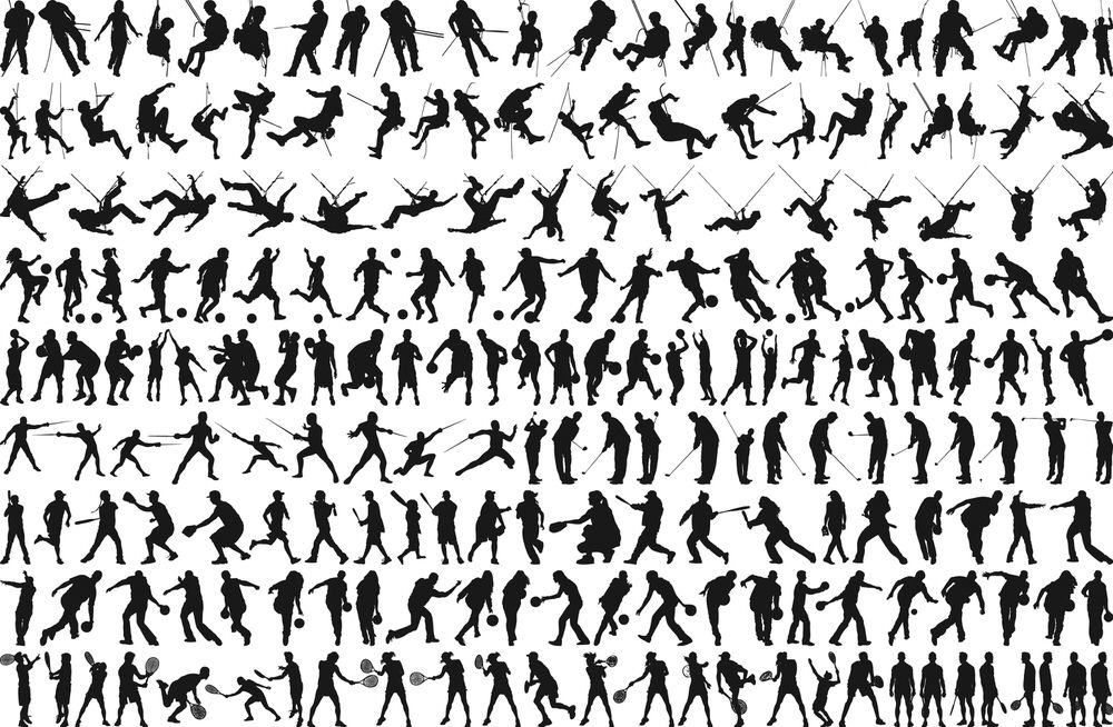 طرح فایل وکتور مجموعه سیلوئت ورزشی مناسب برای استفاده در دستگاه های cnc چوب و cnc لیزر - sports silhouette vector pack cdr file