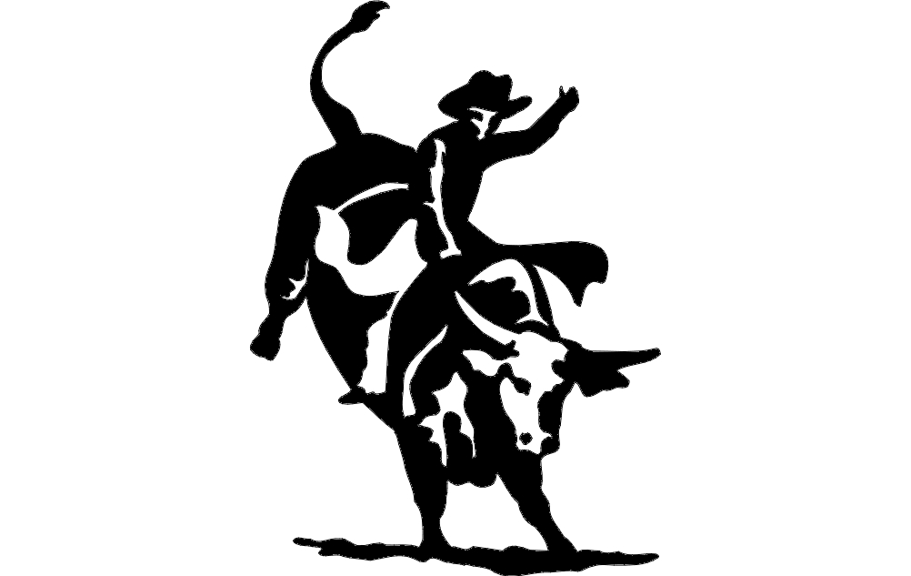 طرح گاو نر سوار ۲ مناسب برای استفاده در دستگاه های cnc چوب و cnc لیزر - bull rider 2 dxf file