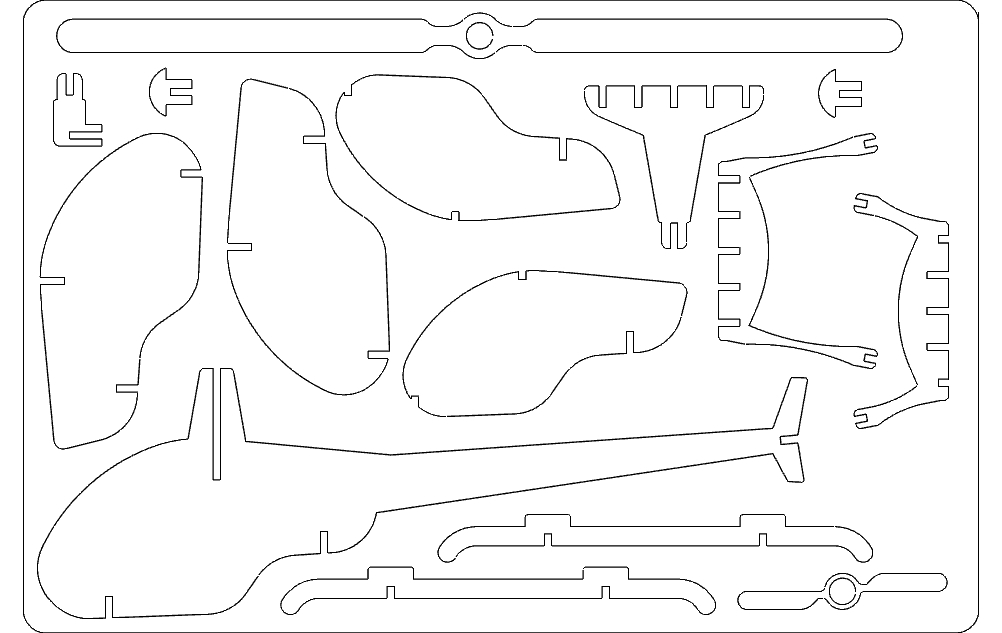 طرح هلیکوپتر مناسب برای استفاده در دستگاه های cnc چوب و cnc لیزر - helicopter dxf file