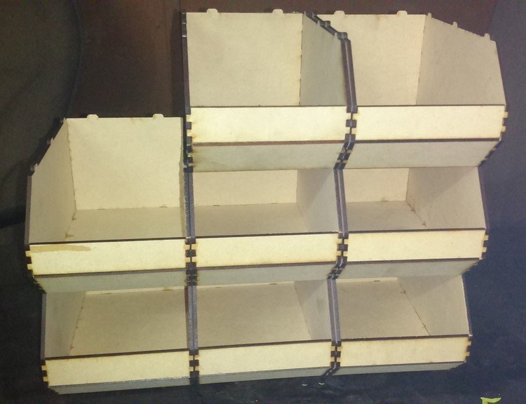 طرح ظروف نگهداری linbin مناسب برای استفاده در دستگاه های cnc چوب و cnc لیزر - laser cut linbin storage containers dxf file