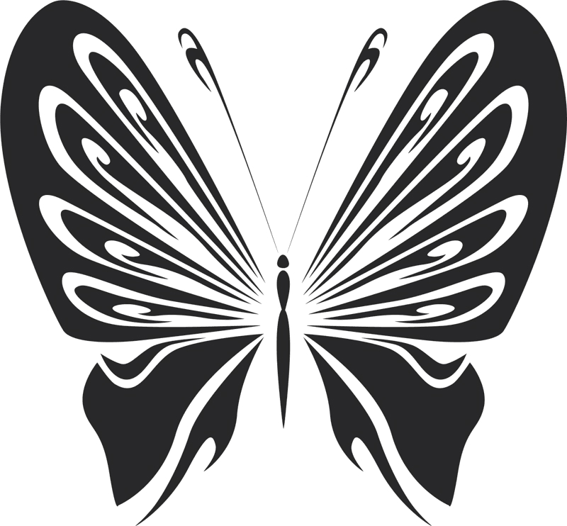 طرح وکتور پروانه مناسب برای استفاده در دستگاه های cnc چوب و cnc لیزر - vector art doodle butterfly dxf file