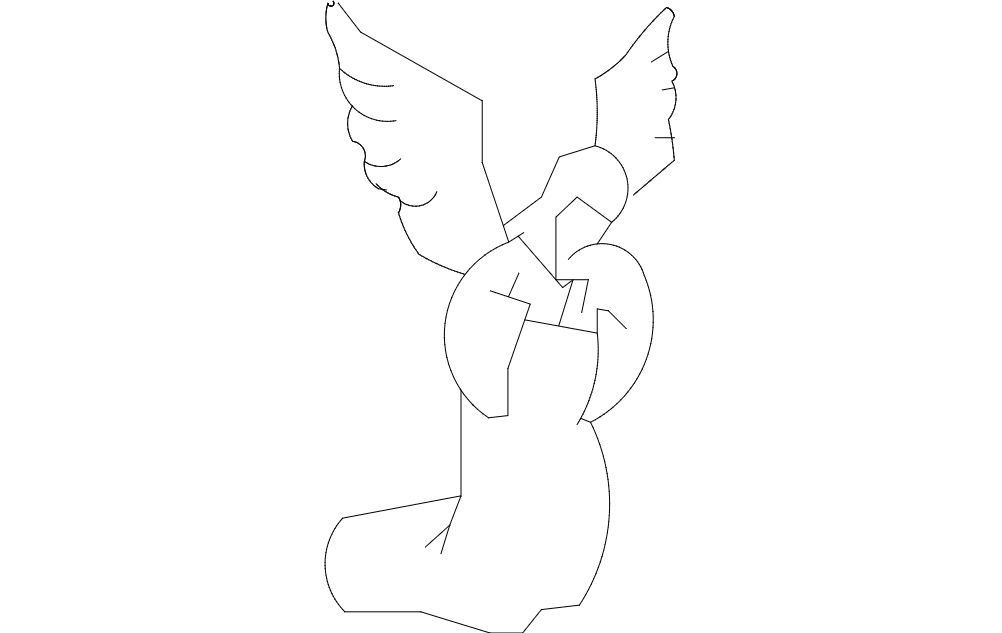 طرح فرشته زانو زده مناسب برای استفاده در دستگاه های cnc چوب و cnc لیزر - kneeling angel dxf file