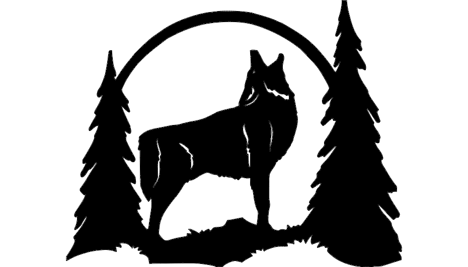 طرح گرگ در حال زوزه کشیدن مناسب برای استفاده در دستگاه های cnc چوب و cnc لیزر - howling wolf silhouette dxf file