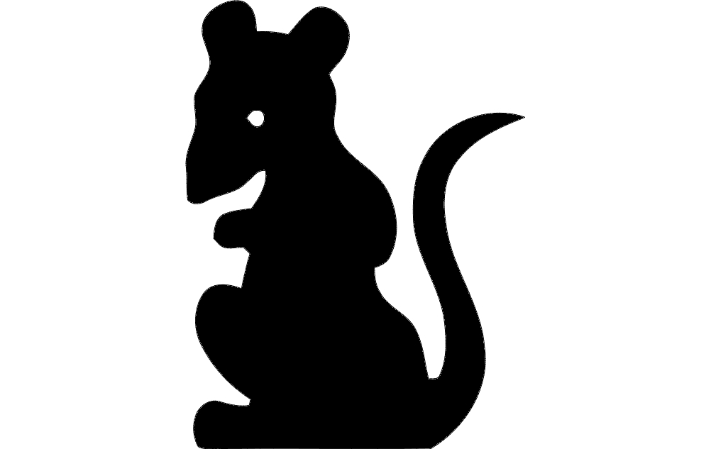 طرح موش ایستاده (سیلوئت) مناسب برای استفاده در دستگاه های cnc چوب و cnc لیزر - rat standing silhouette dxf file
