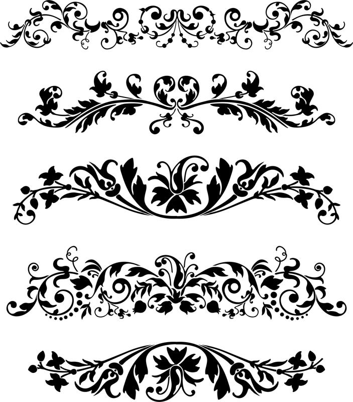 طرح مجموعه وکتور تزئینات مشکی، مناسب برای استفاده در دستگاه های cnc چوب و cnc لیزر - black vector ornaments set cdr file