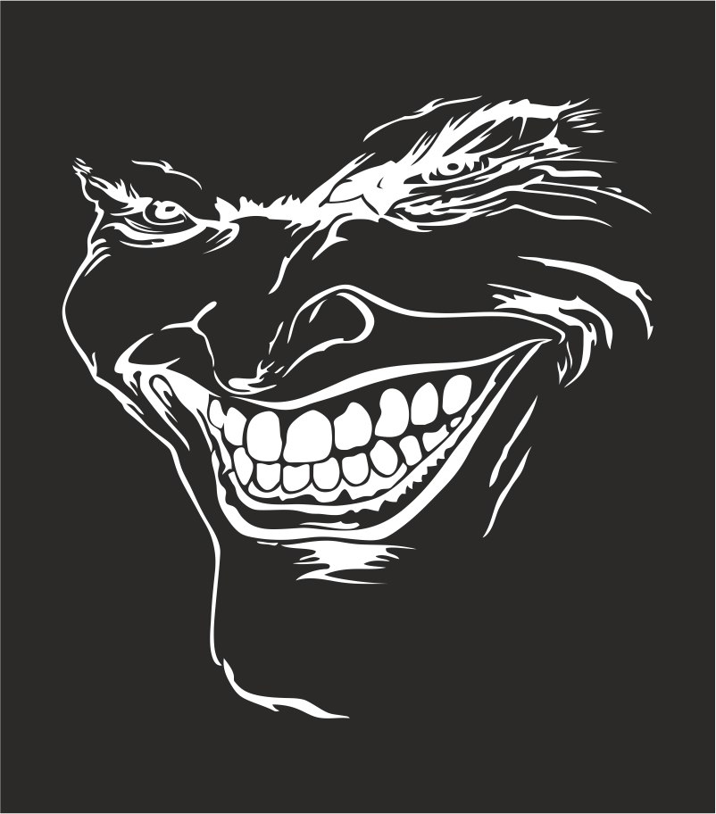 طرح اینم استیکر جوکر مناسب برای استفاده در دستگاه های cnc چوب و cnc لیزر - here is the joker sticker cdr file