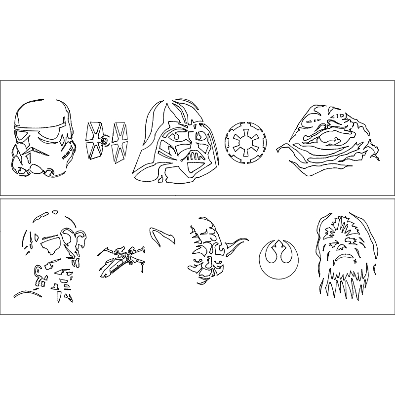 طرح جنگ ستارگان ۱ و ۲ مناسب برای استفاده در دستگاه های cnc چوب و cnc لیزر - star wars 1 2 dxf file