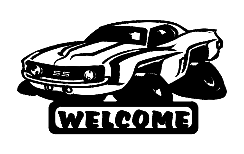 طرح خوشامدگویی جالب کامارو ۶۹ مناسب برای استفاده در دستگاه های cnc چوب و cnc لیزر - 69 camaro fun welcome dxf file
