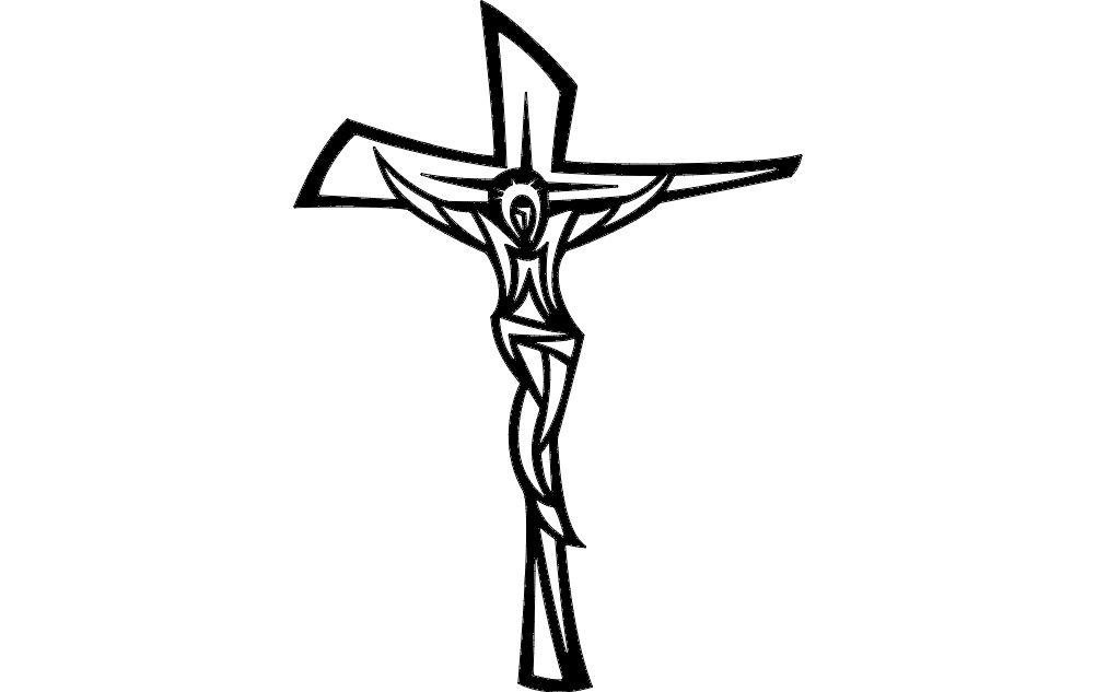 طرح مدرن صلیب حضرت عیسی مناسب برای استفاده در دستگاه های cnc چوب و cnc لیزر - jesus cross modern dxf file
