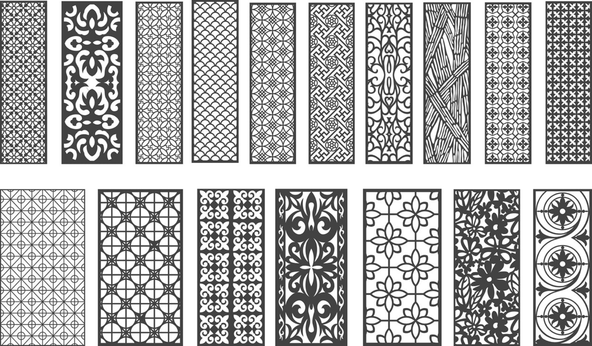 طرح وکتور پنل های تزئینی بدون درز، مناسب برای استفاده در دستگاه های cnc چوب و cnc لیزر - decorative panels seamless pattern cdr file