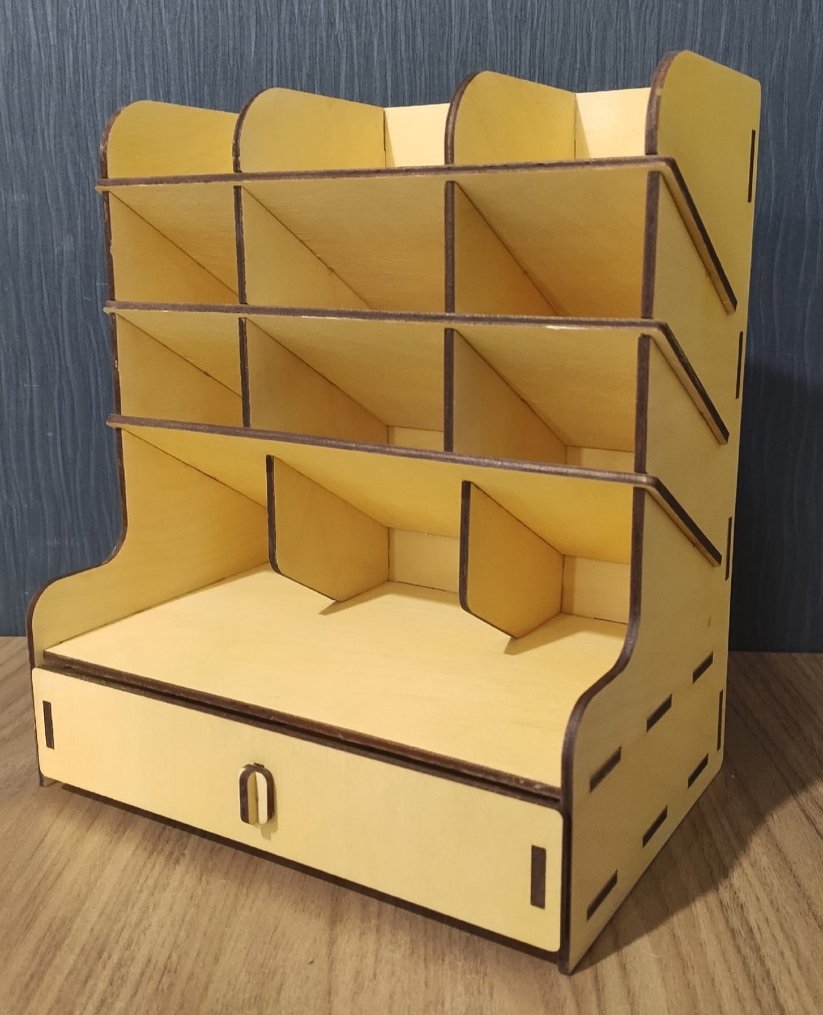 طرح جعبه نگهداری میز آرایش و کشو مناسب برای استفاده در دستگاه های cnc چوب و cnc لیزر - laser cut storage box desk drawer organizer cdr file