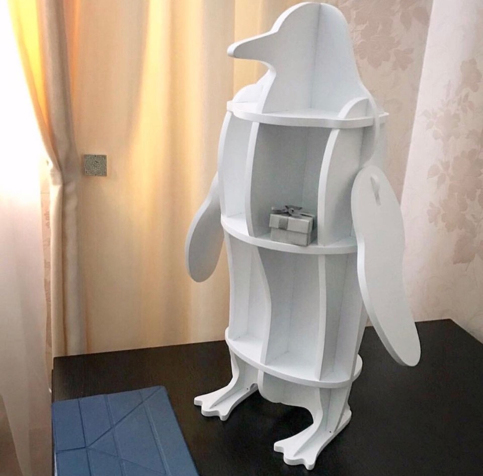 طرح روتر cnc قفسه پنگوئن مناسب برای استفاده در دستگاه های cnc چوب و cnc لیزر - penguin shelf cnc router template dxf file