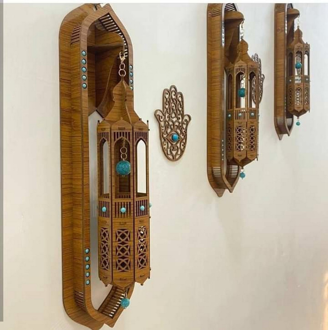 طرح چراغ دیواری آندلس طرح فانوس مراکشی با قطر ۴ میلی‌متر و فرمت مناسب برای استفاده در دستگاه های cnc چوب و cnc لیزر - laser cut andalusia wall sconce moroccan lantern wall lamp 4mm dxf file