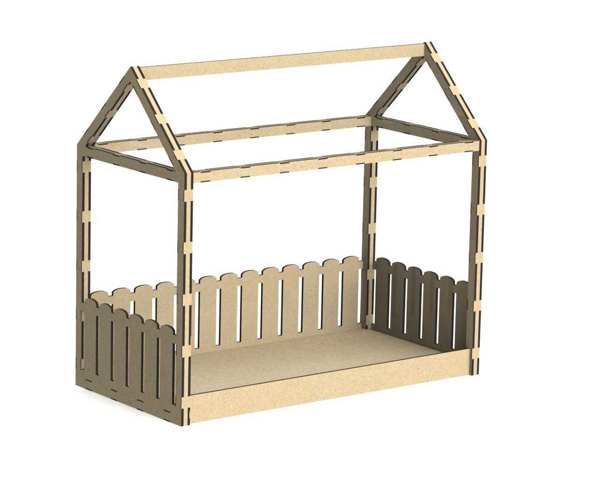 طرح تخت خواب چوبی حیوان خانگی، تخت کابین دار، مناسب برای استفاده در دستگاه های cnc چوب و cnc لیزر - laser cut wooden pet bed cabin bed cdr file