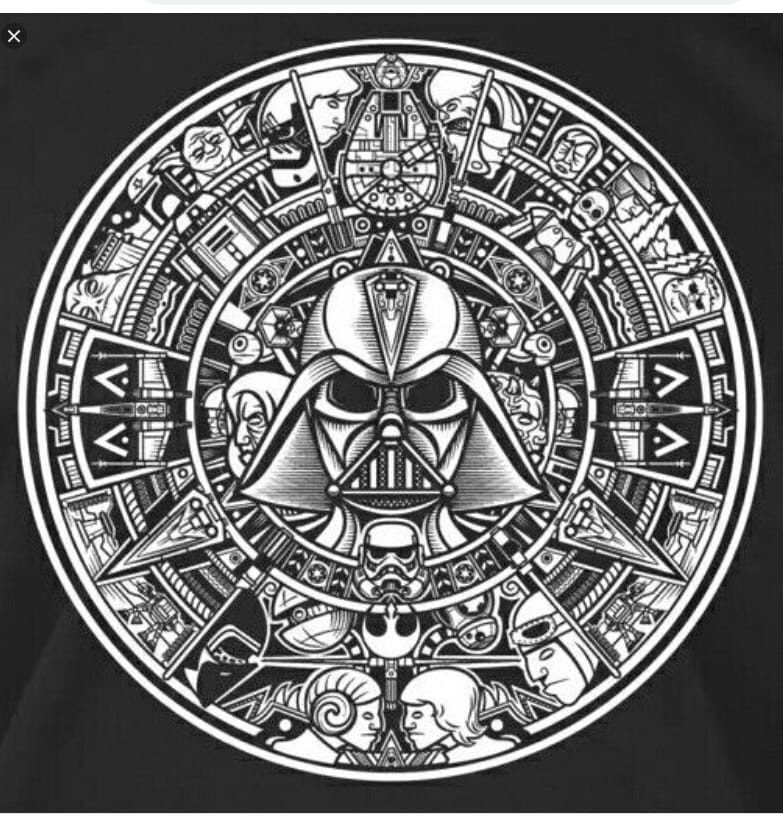 طرح تقویم آزتک جنگ ستارگان مناسب برای استفاده در دستگاه های cnc چوب و cnc لیزر - star wars aztec calendar dxf file