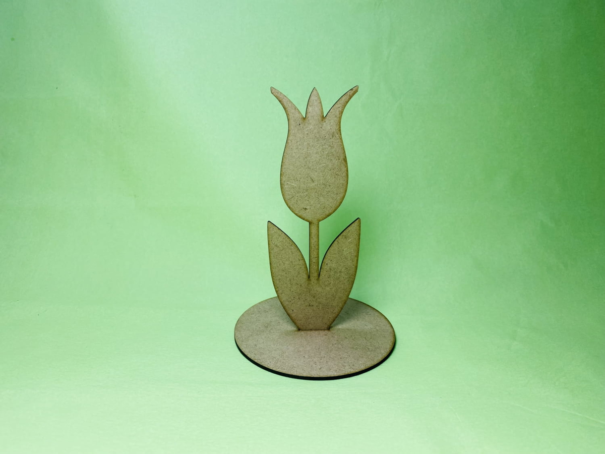 طرح سه بعدی لاله چوبی روی پایه مناسب برای استفاده در دستگاه های cnc چوب و cnc لیزر - laser cut wooden tulip on stand 3mm cdr file