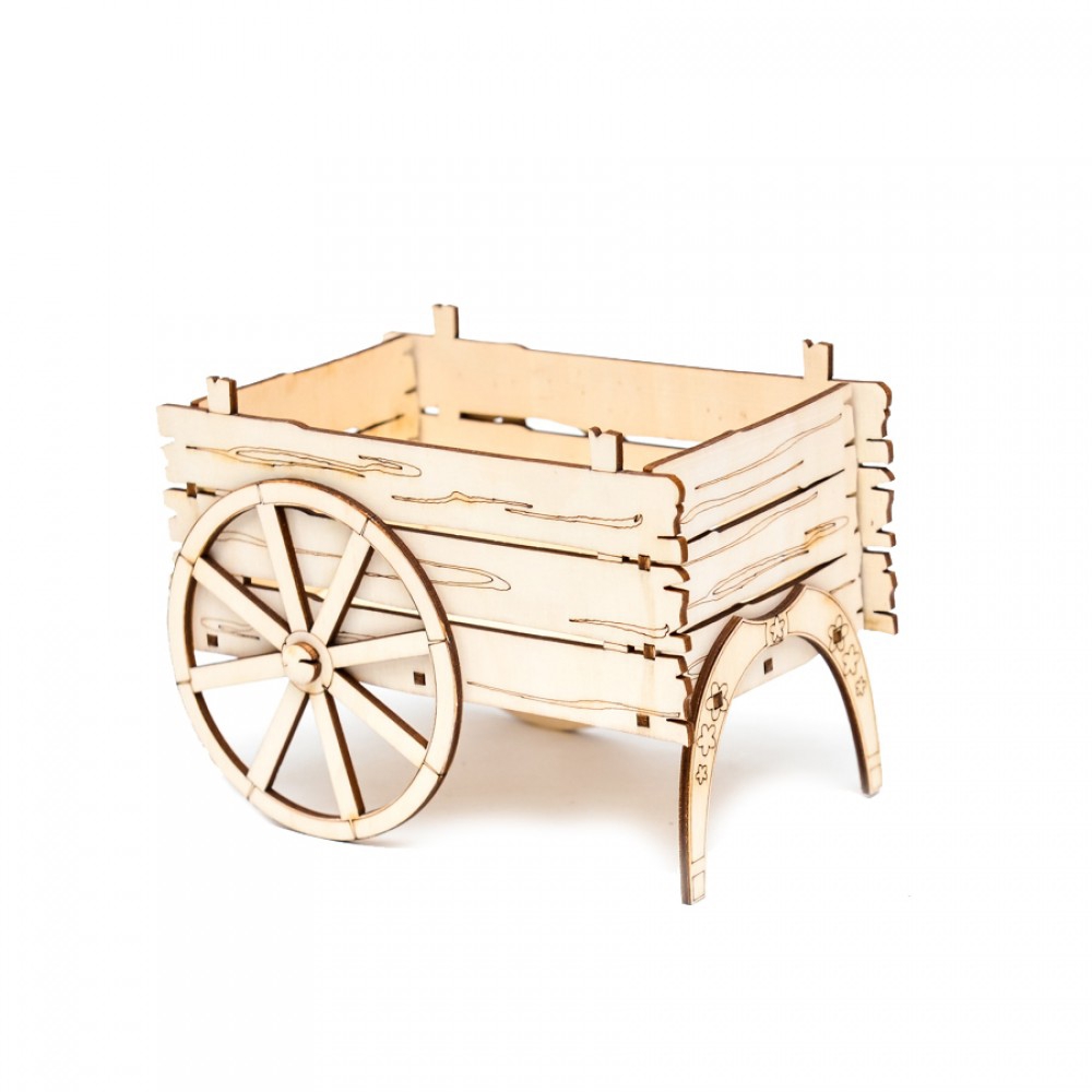 طرح سبد کالسکه و جعبه سبد گل مناسب برای استفاده در دستگاه های cnc چوب و cnc لیزر - laser cut carriage cart flower basket box template cdr file