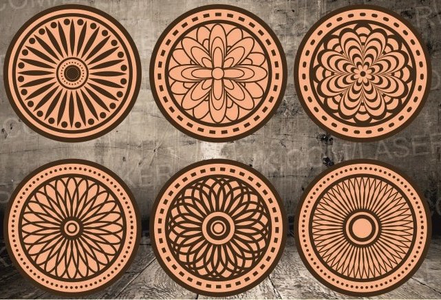 طرح زیرلیوانی مناسب برای استفاده در دستگاه های cnc چوب و cnc لیزر - laser cut coaster cdr file