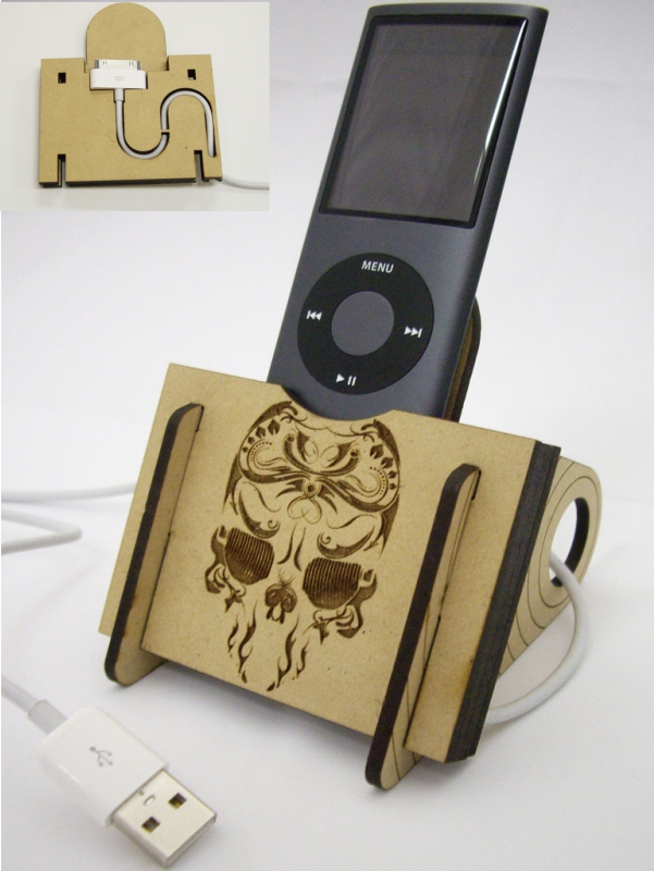 طرح داک آیپاد مناسب برای استفاده در دستگاه های cnc چوب و cnc لیزر - laser cut ipod dock dxf file