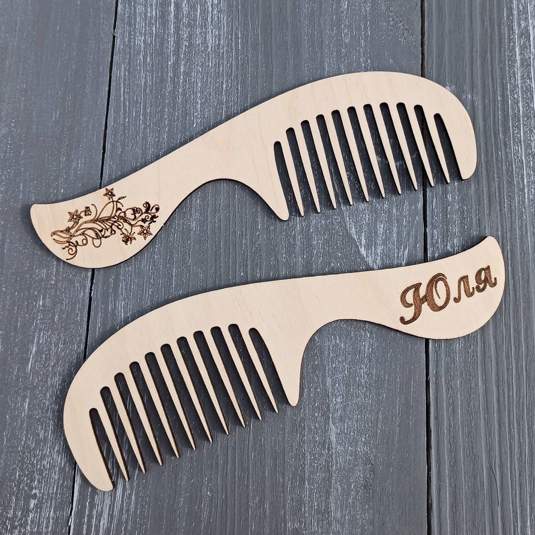 طرح شانه چوبی شخصی سازی شده مخصوص شانه چوبی سفارشی مناسب برای استفاده در دستگاه های cnc چوب و cnc لیزر - laser cut personalized wooden comb custom wooden comb cdr file