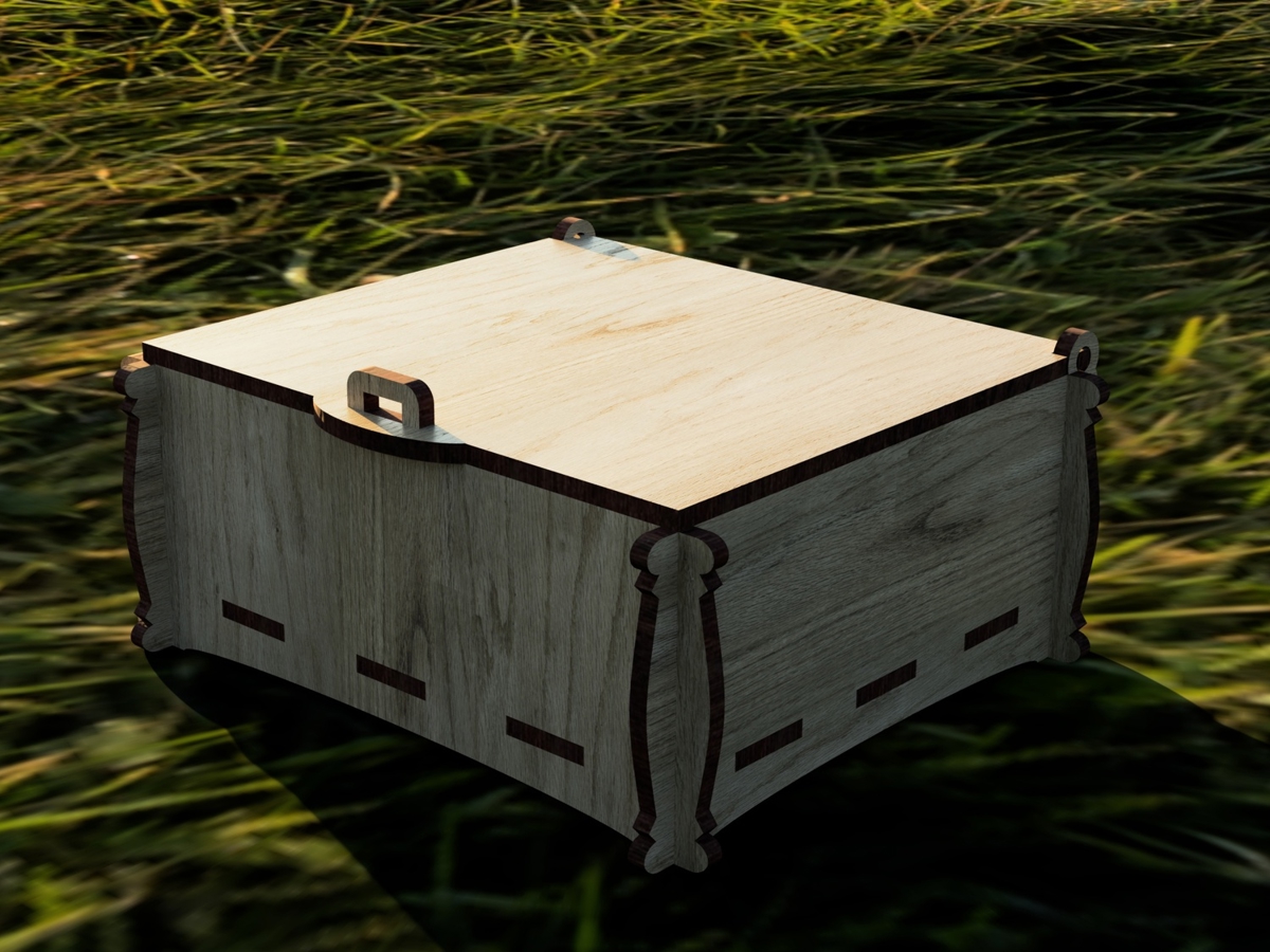 طرح جعبه چوبی کم عمق با قفل و مناسب برای استفاده در دستگاه های cnc چوب و cnc لیزر - laser cut shallow wooden box with lock cdr file
