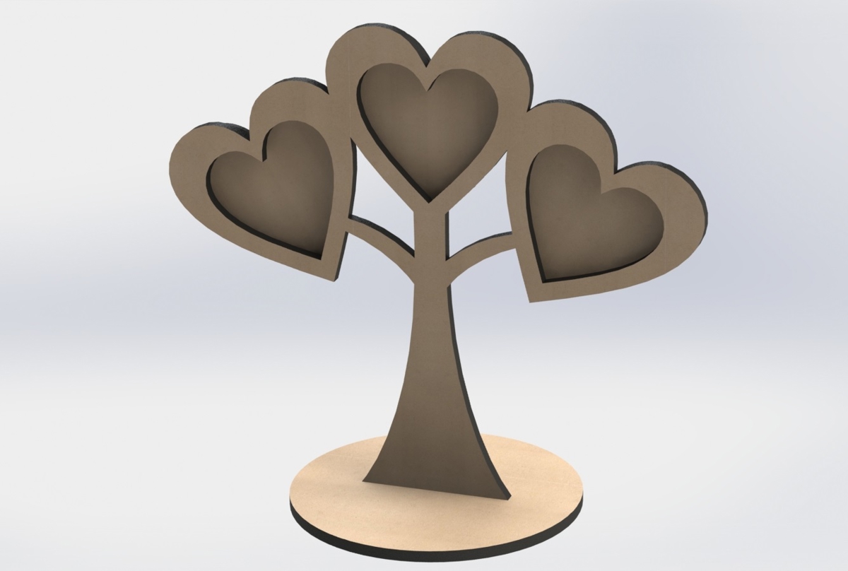 طرح قاب عکس طرح قلب درخت خانوادگی مناسب برای استفاده در دستگاه های cnc چوب و cnc لیزر - laser cut heart shape picture frames family tree cdr file