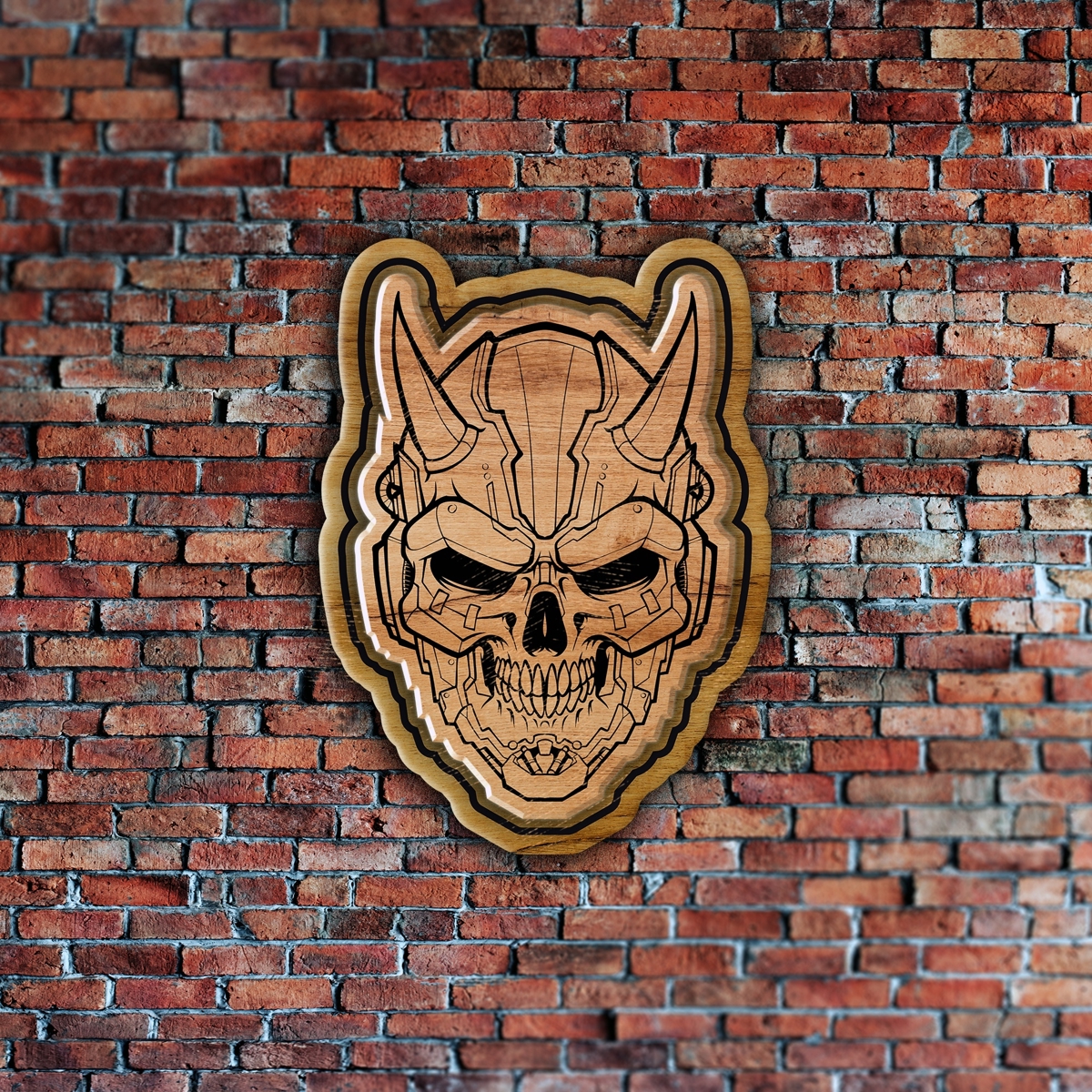 طرح جمجمه حکاکی شده روی دیوار مناسب برای استفاده در دستگاه های cnc چوب و cnc لیزر - laser cut engraved skull badge coaster wall decor cdr file
