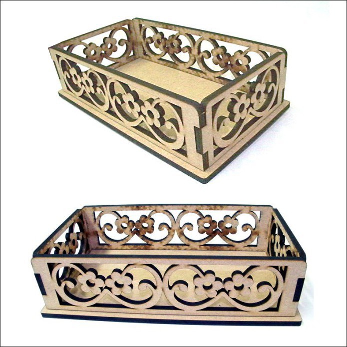 طرح سبد میوه تزئینی مناسب برای استفاده در دستگاه های cnc چوب و cnc لیزر - laser cut decorative fruit basket dxf file