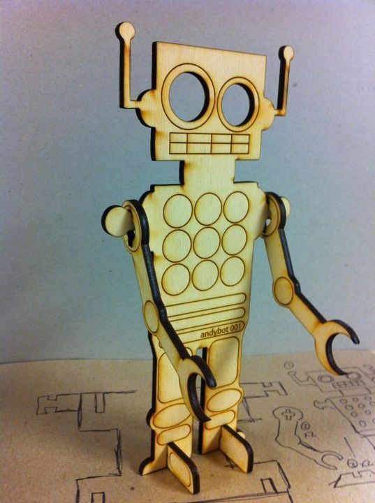طرح ربات چوبی مناسب برای استفاده در دستگاه های cnc چوب و cnc لیزر - laser cut wooden robot ai file