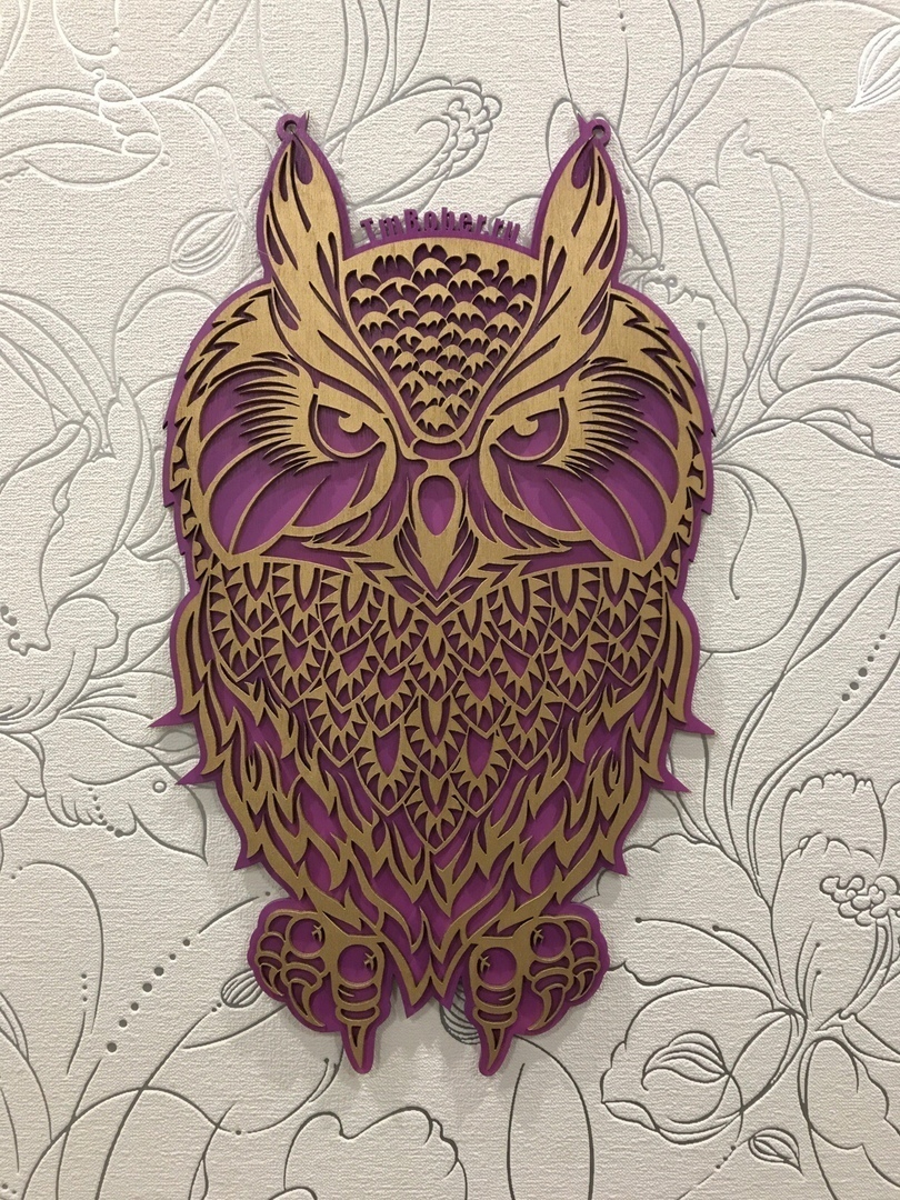 طرح جغد تزئینی تخته سه لایی مناسب برای استفاده در دستگاه های cnc چوب و cnc لیزر - laser cut decorative plywood owl cdr file