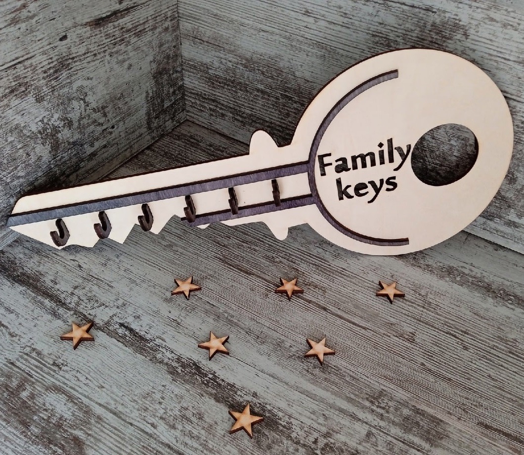 طرح کلید به شکل قلاب مناسب برای استفاده در دستگاه های cnc چوب و cnc لیزر - laser cut key shaped key hook cdr file
