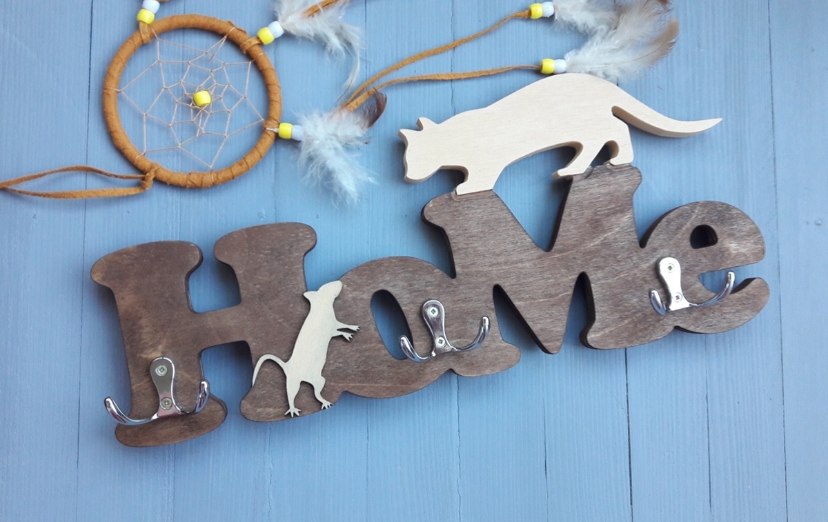 طرح جاکلیدی منزل مناسب برای استفاده در دستگاه های cnc چوب و cnc لیزر - laser cut home key hanger cdr file