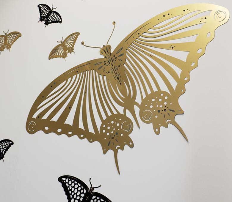 طرح استیکر دیواری پروانه مناسب برای استفاده در دستگاه های cnc چوب و cnc لیزر - laser cut butterfly wall sticker cdr file
