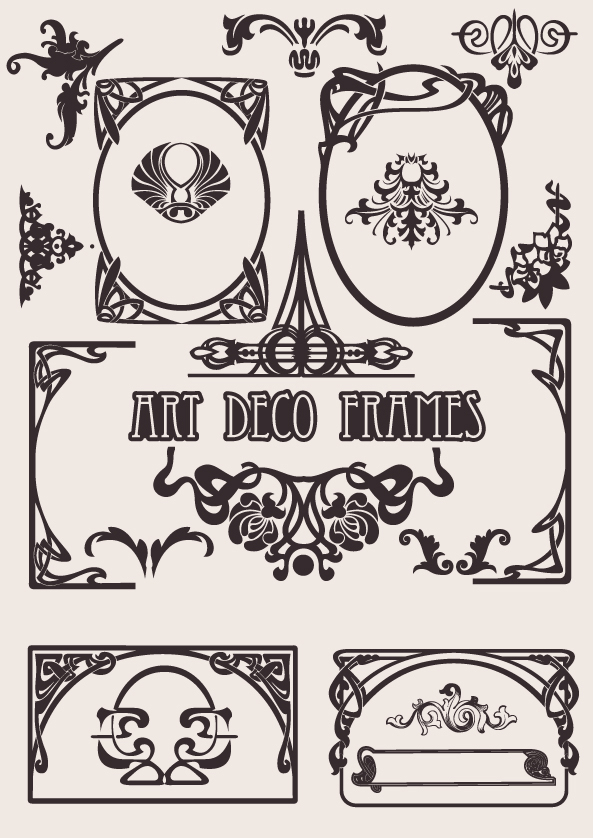 طرح مجموعه قاب آرت دکو وکتور مناسب برای استفاده در دستگاه های cnc چوب و cnc لیزر - art deco frames vector set eps file