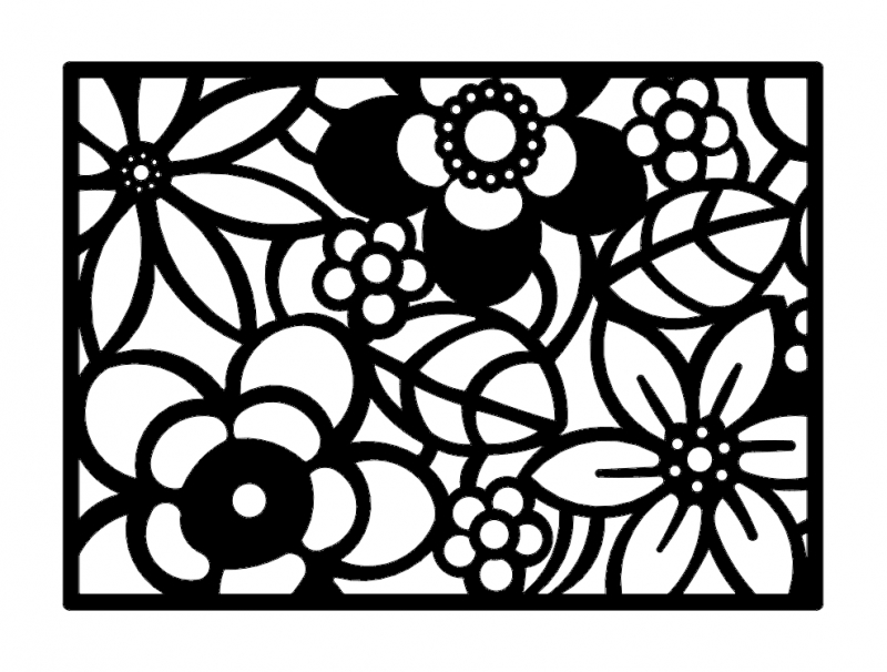 طرح گل انتزاعی مناسب برای استفاده در دستگاه های cnc چوب و cnc لیزر - abstract flower art dxf file