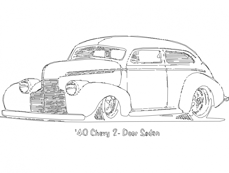 طرح شورلت ۲ پورتاس سدان مناسب برای استفاده در دستگاه های cnc چوب و cnc لیزر - chevy 2 portas sedan dxf file