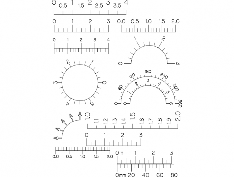 طرح مقیاس عقربه ای مناسب برای استفاده در دستگاه های cnc چوب و cnc لیزر - dial scale dxf file