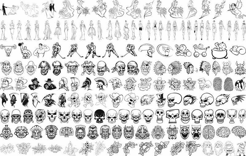 طرح فایل وکتور جمجمه قبیله ای مناسب برای استفاده در دستگاه های cnc چوب و cnc لیزر - tribal skull vector art cdr file