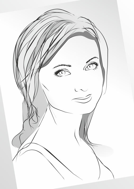 طرح دختر با طرح خطوط نقاشی مناسب برای استفاده در دستگاه های cnc چوب و cnc لیزر - girl in sketch lines cdr file