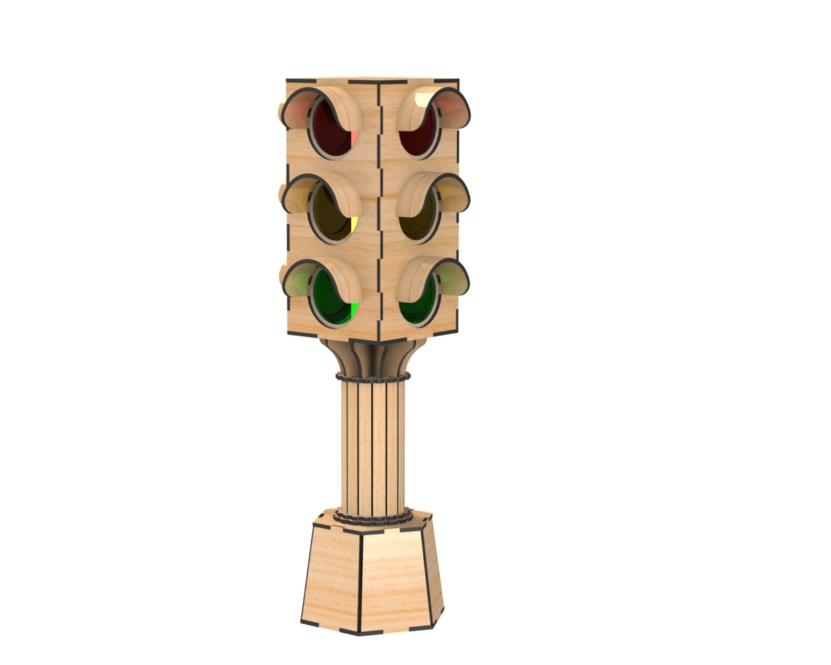 طرح چراغ راهنمایی و رانندگی و ضخامت ۳ میلی‌متر مناسب برای استفاده در دستگاه های cnc چوب و cnc لیزر - traffic light 3mm laser cut cdr file