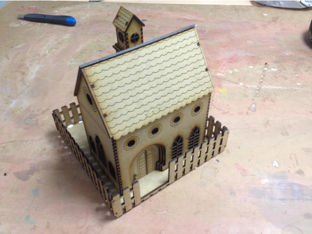 طرح کلیسا مناسب برای استفاده در دستگاه های cnc چوب و cnc لیزر - church laser cut svg file