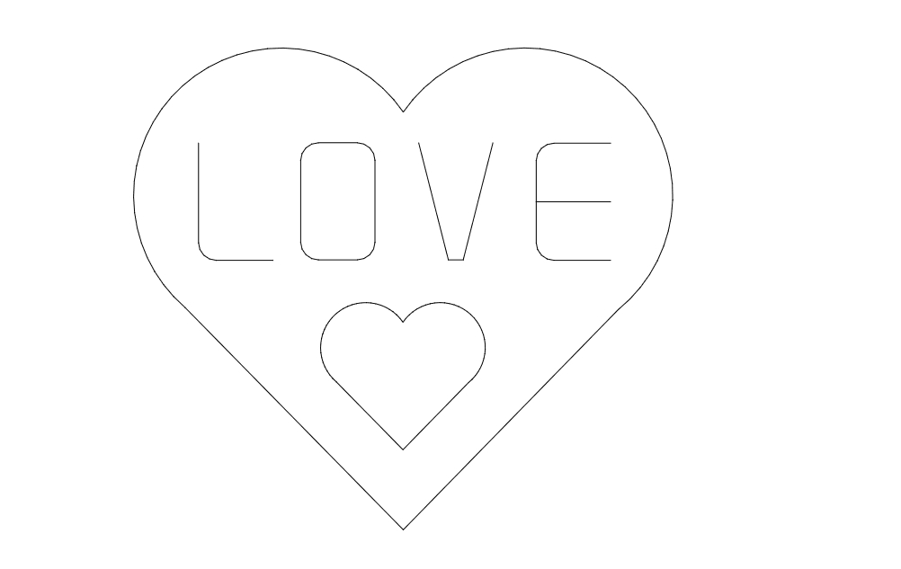 طرح تک خطی عشق مناسب برای استفاده در دستگاه های cnc چوب و cnc لیزر - love single line dxf file