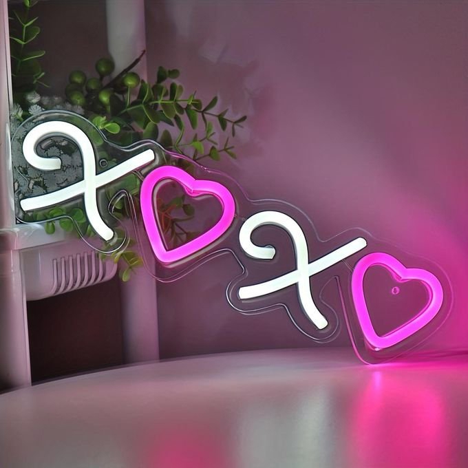 طرح تابلو نئون دیواری LED xoxo مناسب برای استفاده در دستگاه های cnc چوب و cnc لیزر - laser cut xoxo led wall neon sign