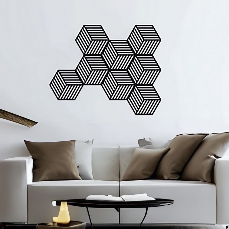 طرح هنر دیواری چندضلعی مناسب برای استفاده در دستگاه های cnc چوب و cnc لیزر - laser cut polygon wall art