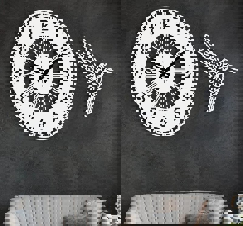 طرح ساعت دیواری ام دی اف مناسب برای استفاده در دستگاه های cnc چوب و cnc لیزر - laser cut mdf wall clock