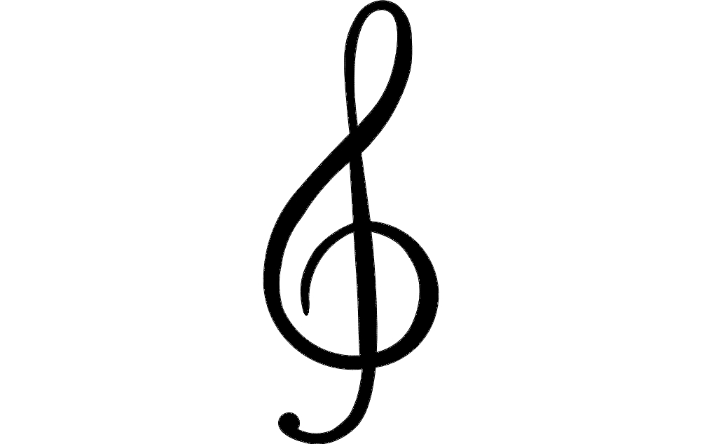 طرح کلید تربل مناسب برای استفاده در دستگاه های cnc چوب و cnc لیزر - treble clef dxf file