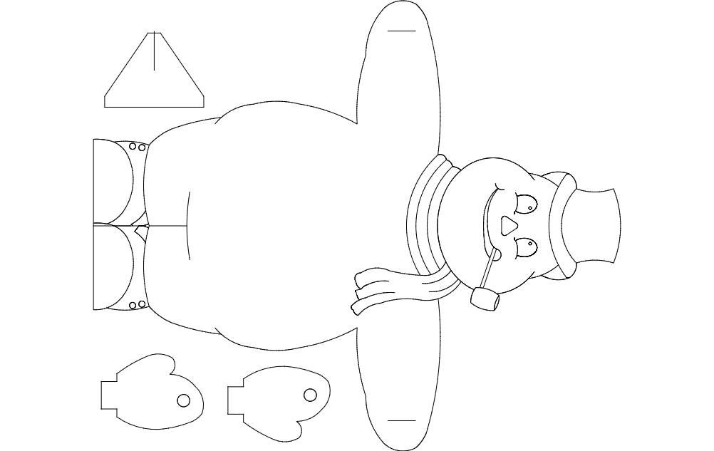 طرح آدم برفی مناسب برای استفاده در دستگاه های cnc چوب و cnc لیزر - snowman dxf file