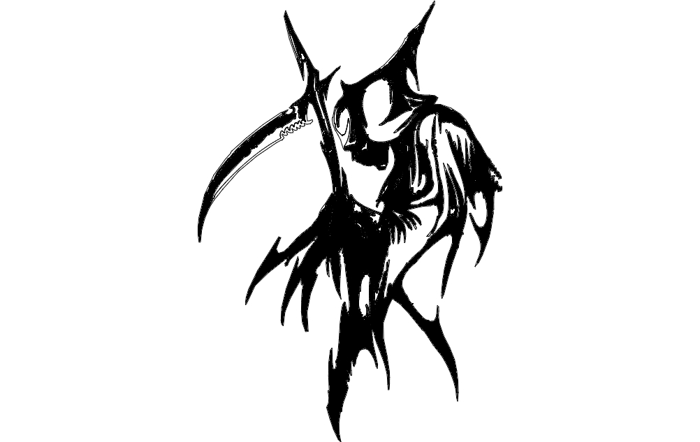 طرح فرشته مرگ قبیله ای مناسب برای استفاده در دستگاه های cnc چوب و cnc لیزر - tribal grim reaper dxf file