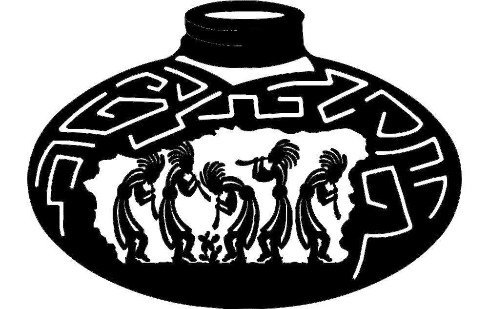 طرح کوزه سفالی هندی مناسب برای استفاده در دستگاه های cnc چوب و cnc لیزر - indian pottery jug dxf file